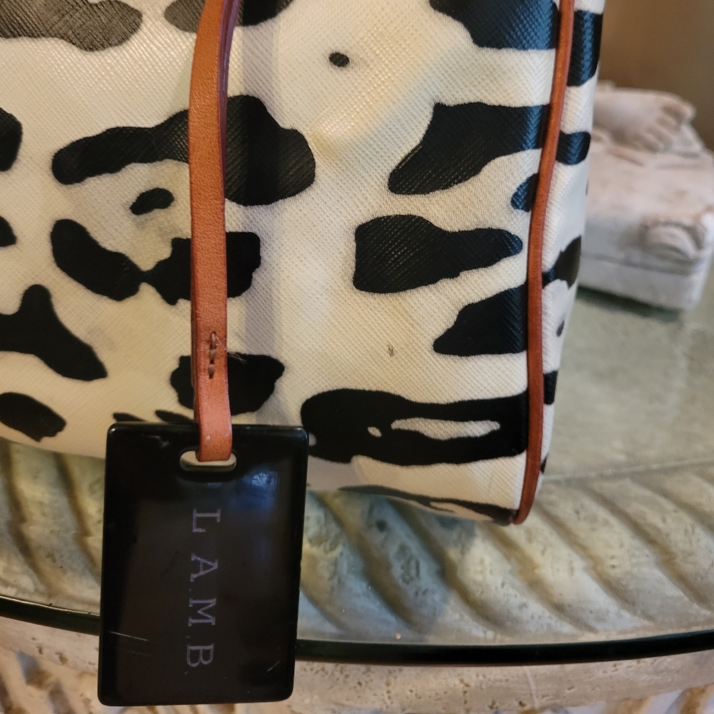 L.A.M.B. by Gwen Stefani Snow Leopard Satchel Designer Leather Vintage  #178 - Picture 8 of 17